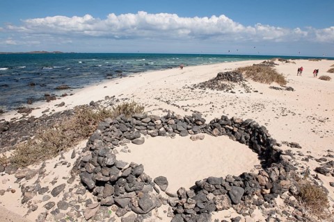 Typical Canary Islands stone wind shelter