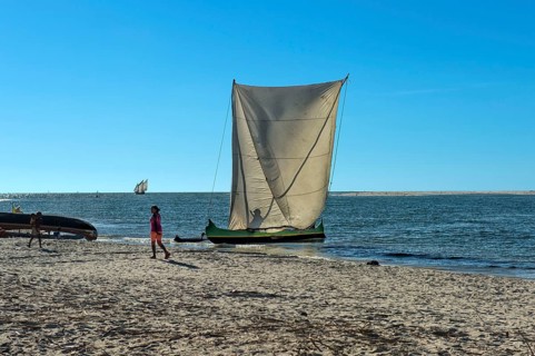 Fishing boat on the beach of Betany village
