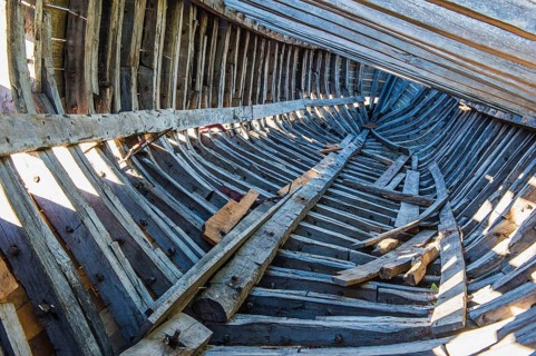Interior of a dhow under construction