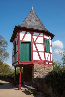 Half-timbered house on stilts