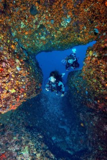 Diver in Cave of the Stalactites