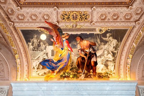 Ceiling Painting with Angel and Peasant