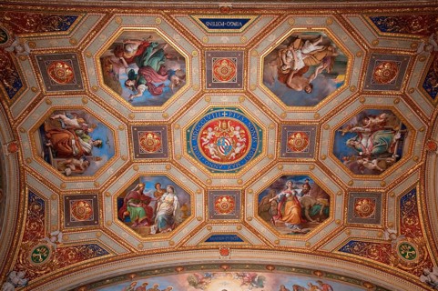 Ceiling painting with coat of arms of Pope Pius IX