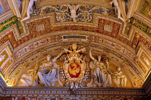 Ceiling painting with coat of arms of Pope Gregory XIII