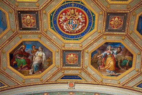 Ceiling painting with coat of arms of Pope Pius IX
