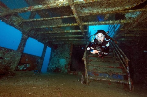 Diver in Wreck Atlantic Princess