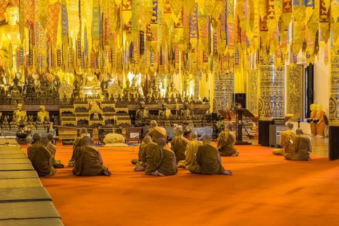 Monks meditating