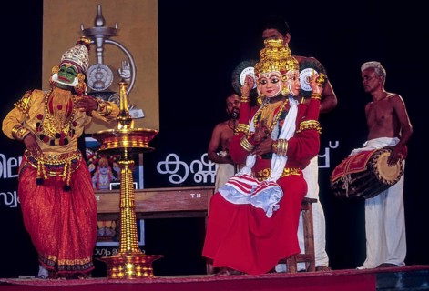 Krishnattam dance drama and presents the story of Krishna in Kerala Kalamandalam in Cheruthuruthy near Soranur