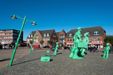 Sculptures on station forecourt