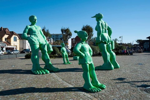 Sculptures on station forecourt
