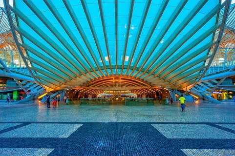 Oriente train station at sunset