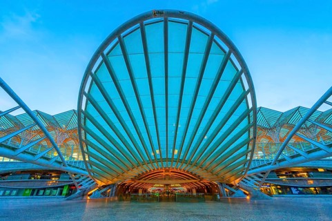 Oriente train station at sunset