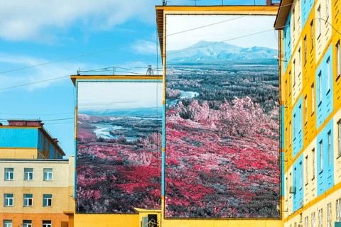 Coloured dwellings with Chukchi murals