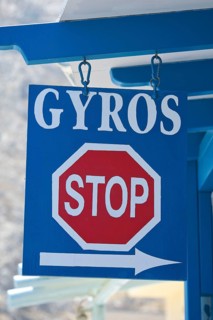 Gyros sign in Kamari