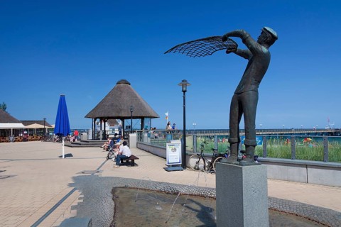 Statue along the promenade in the seaside resort of Haffkrug