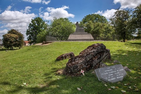 Remains of a German concrete bunker and a monument at Hill 60