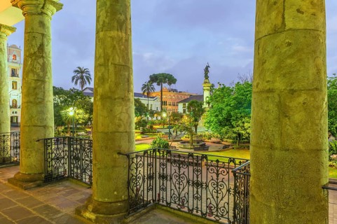 Independence Square at sunset as seen from the Presidential Palace
