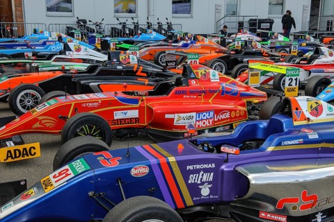 Formula 4 race car in Parc Ferme after car race