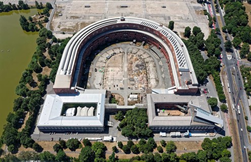 Aerial view of unfinished Congress Hall of the NSDAP in the Third Reich