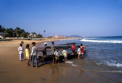 Children playing Rushikonda Beach Bay of Bengal at Visakhapatnam Vizag