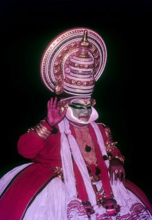 Kathakali Bhima Pacha Green character in Kerala Kalamandalam Koothambalam temple theatre Cheruthuruthy near Soranur