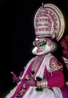 Kathakali kathi character represents the arrogant and evil in Kerala Kalamandalam