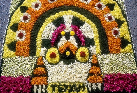 Floral decoration during Onam festival