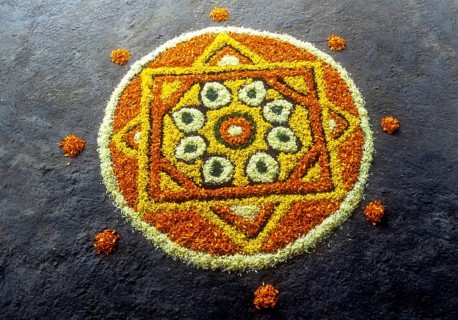 Floral decoration during Onam festival