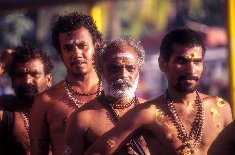 Ayyappan devotees in a queue