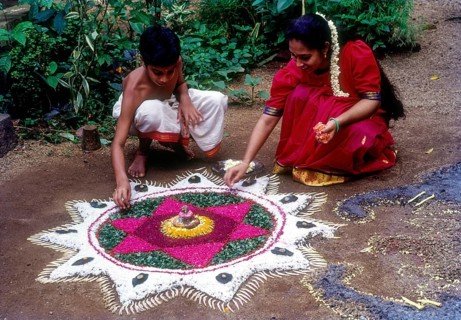 Aththapoovu or Floral decoration during Onam festival in Aranmula