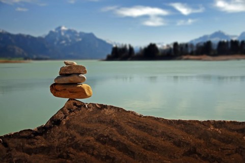 Cairn on the shore of Lake Forggensee