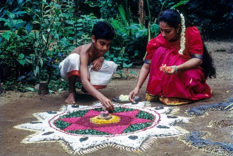 Aththapoovu or Floral decoration during Onam festival in Aranmula