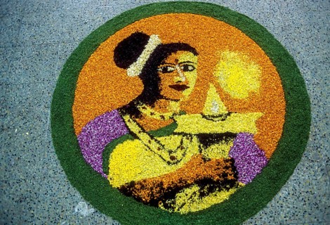 Floral decoration during Onam festival