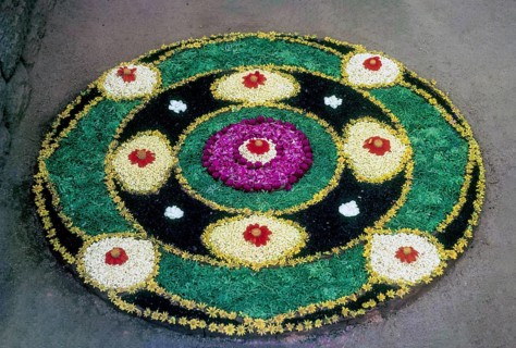 Floral decoration during Onam festival