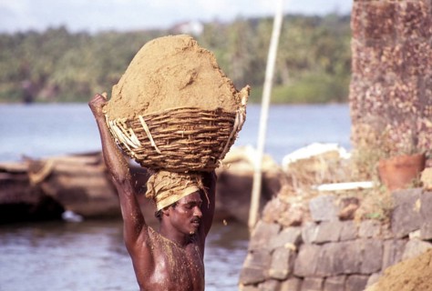 Collecting sand from Gurpura River near Sultan Battery