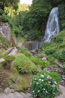 Waterfall in the river valley