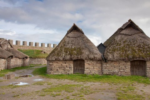 Thatched stone houses at Eketorp Castle