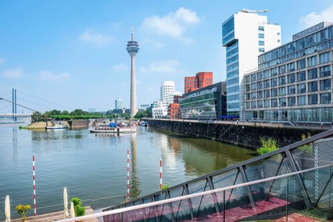 Modern office building and Rhein Tower
