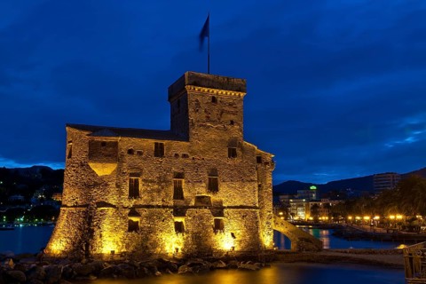 Fort built in 1551 in the harbour of the winter spa and seaside resort of Rapallo