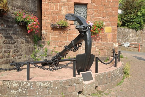 Stick anchor as decoration in front of the ferry house in Neckarsteinach
