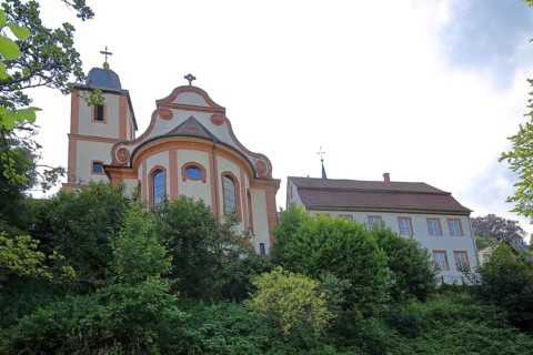 Neo-Baroque Church of the Sacred Heart with Tail Gable and Rectory in Neckarsteinach