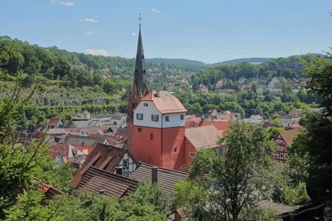 View of St. Peter and Paul Church and Der Lange in Calw