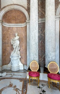 Sculptures and busts in the gallery of Sanssouci Palace