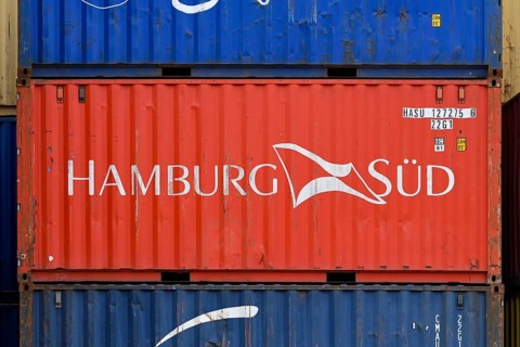 Stacked freight containers Hamburg Sued