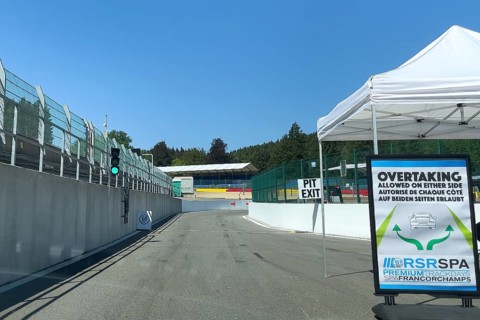 View from racer's perspective on beginning of Pit Lane Exit of FIA Formula 1 Circuit