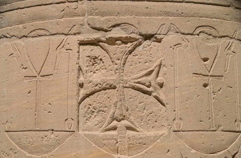 Christian cross in the temple of Isis
