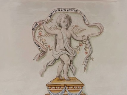 Cherub painting with spuchband by Sebastian Brabdstetter