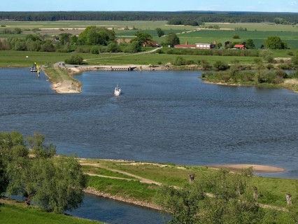The Elbe ferry from Bitter to Hitzacker crosses the Elbe from the Bitter jetty in the Elbe River Landscape UNESCO Biosphere Reserve