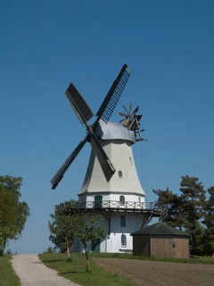 The Sprengel windmill on the Muehlenberg. The mill has been renovated and is a listed building. It serves as a museum