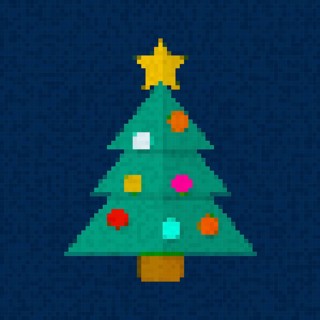 Pixel art Christmas tree vector icon